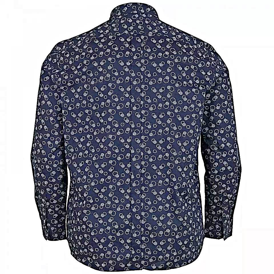 BEN SHERMAN LONG SLEEVE STIPPLE PRINT SHIRT NAVY