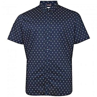 BEN SHERMAN SHORT SLEEVE GEO PRINT SHIRT NAVY