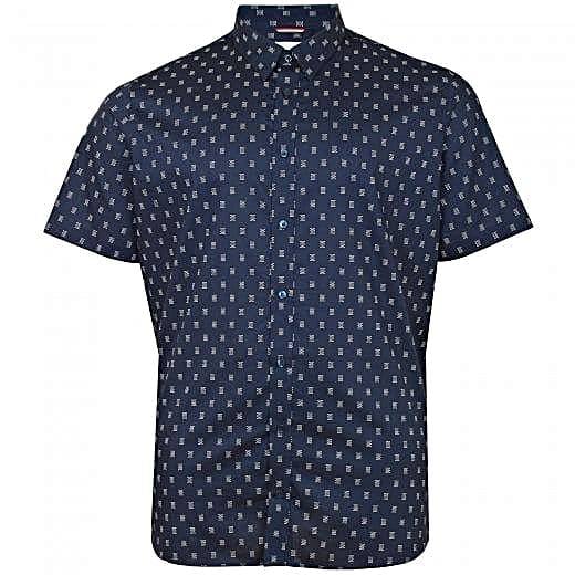 BEN SHERMAN SHORT SLEEVE GEO PRINT SHIRT NAVY