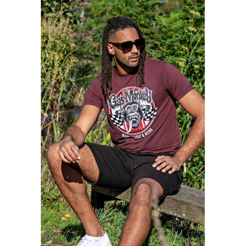 D555 Mens Official Gas Monkey Big T-Shirt Burgundy