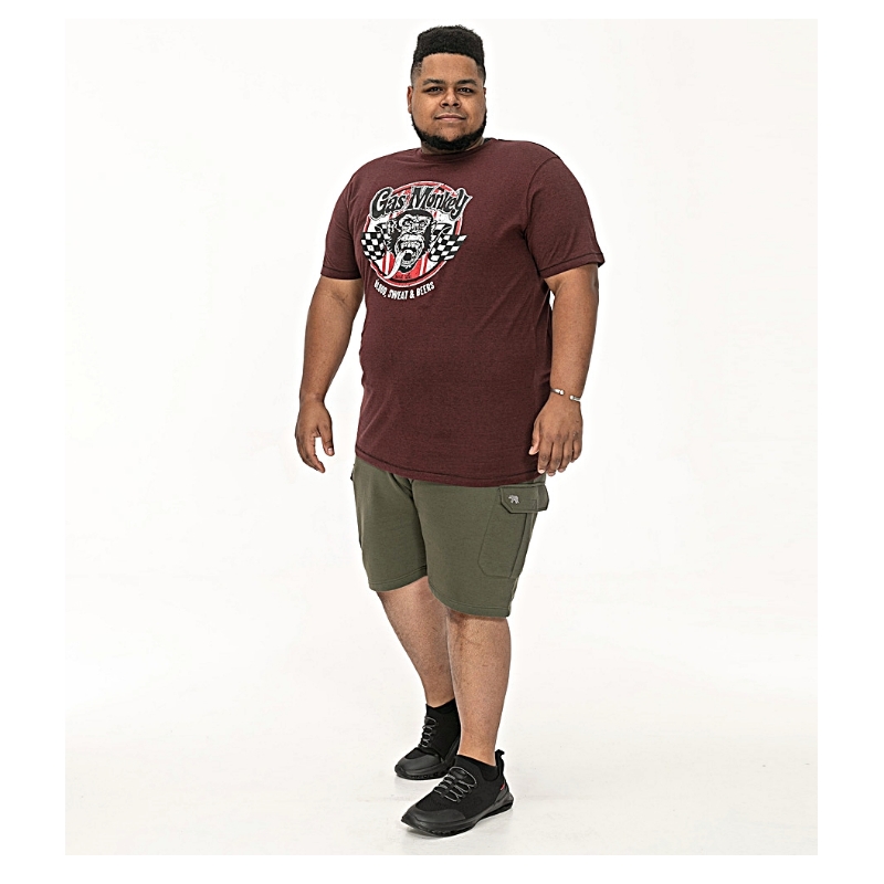 D555 Mens Official Gas Monkey Big T-Shirt Burgundy
