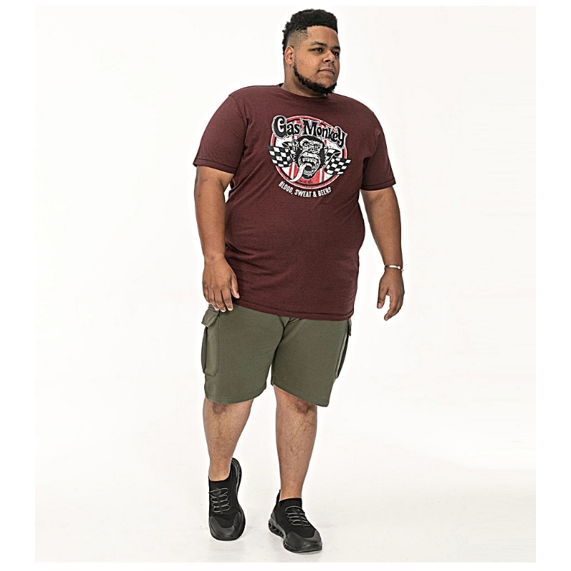D555 Mens Official Gas Monkey Big T-Shirt Burgundy