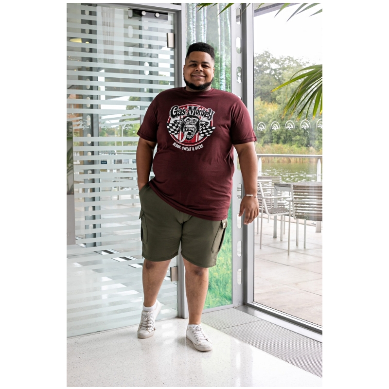 D555 Mens Official Gas Monkey Big T-Shirt Burgundy