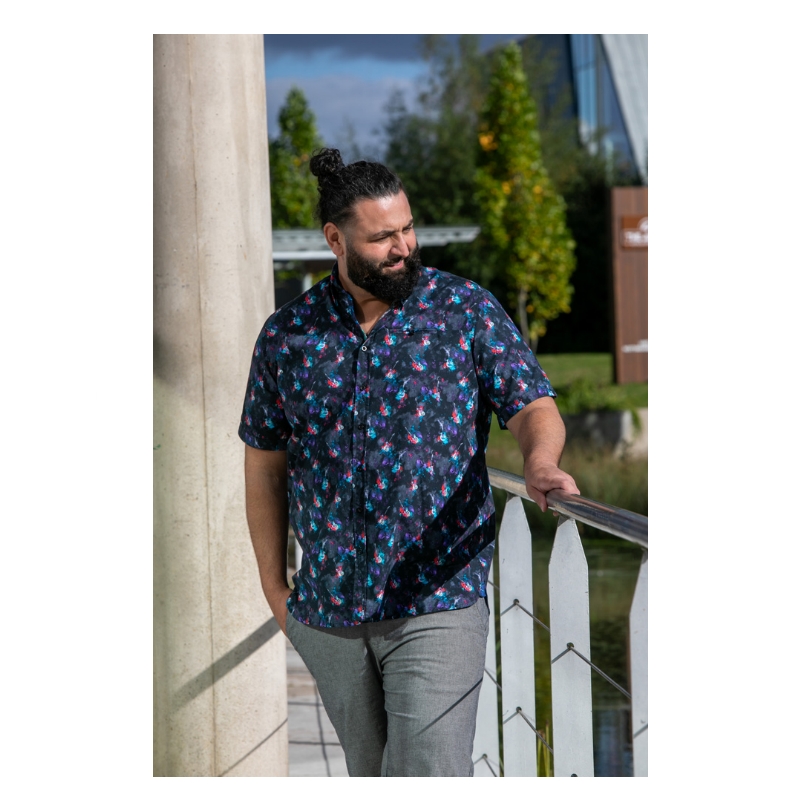 D555 Farnborough Guitar Print Short Sleeve Shirt