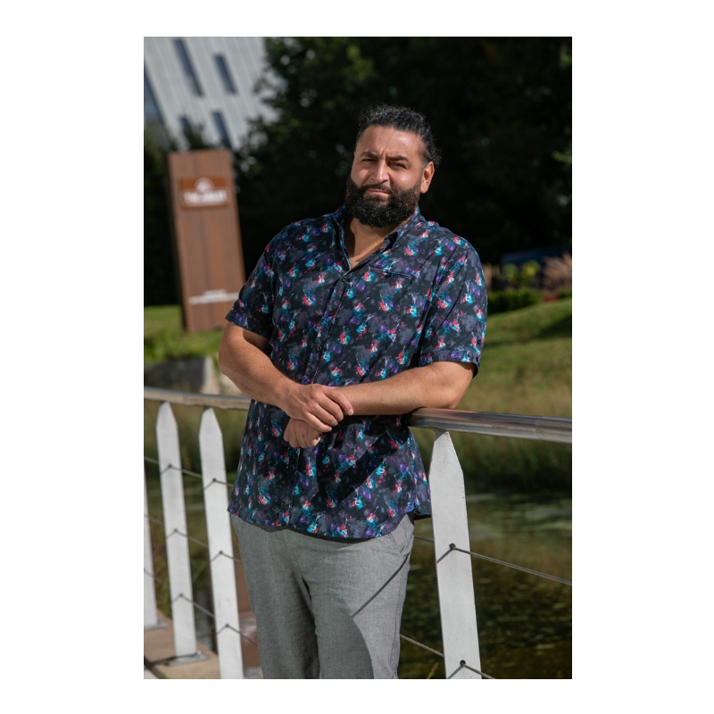 D555 Farnborough Guitar Print Short Sleeve Shirt