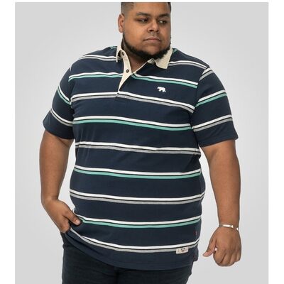 D555 Reading Big Men's Stripe Rugby Polo Shirt