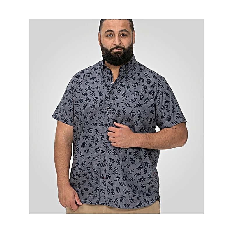 D555 Kettering Hawaiian Leaf Print Short Sleeve Shirt