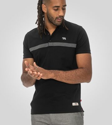 D555 Stafford Big Men's Cut and Sew Polo Shirt Black