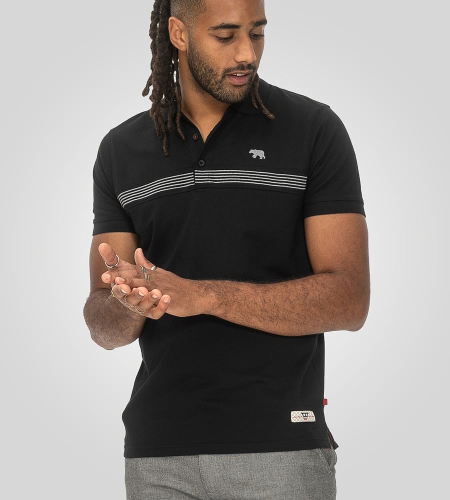 D555 Stafford Big Men's Cut and Sew Polo Shirt Black