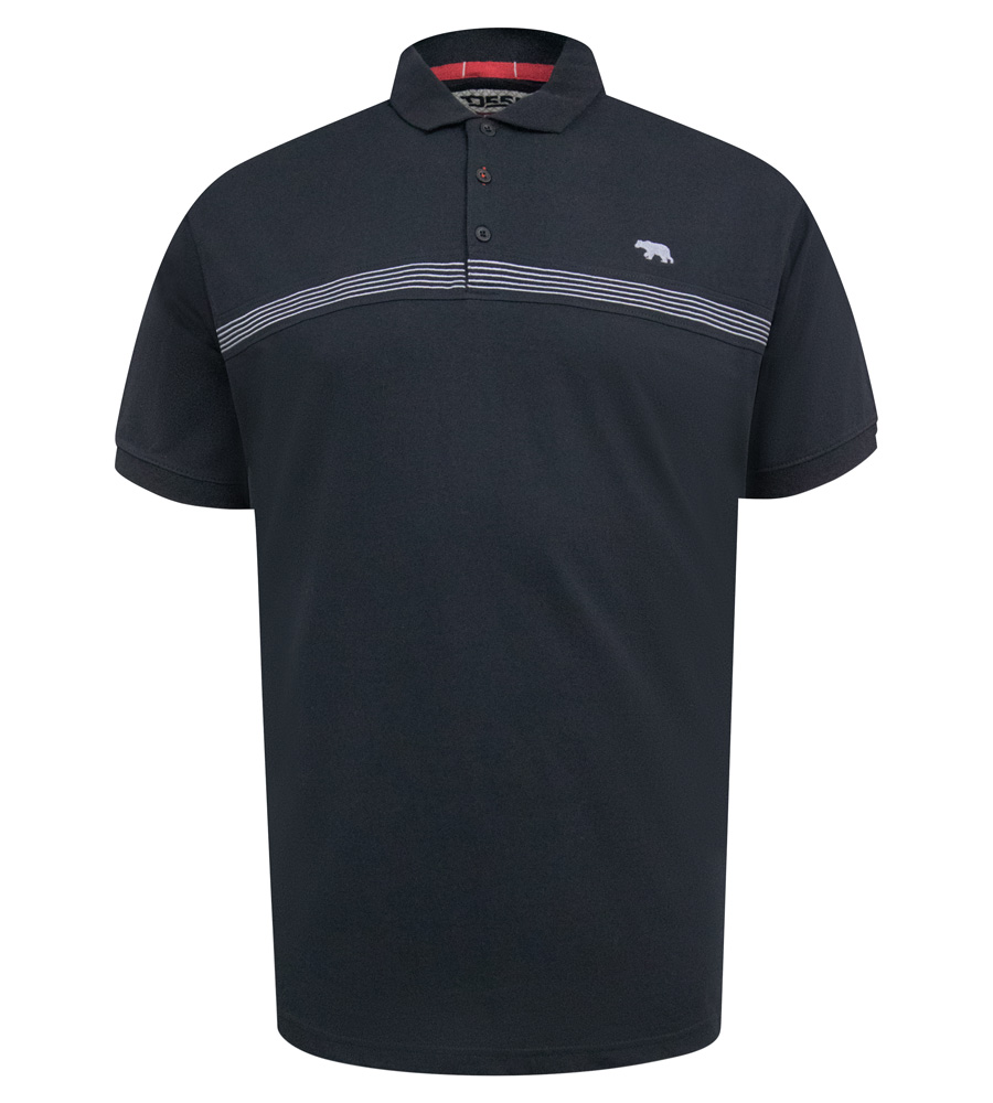 D555 Stafford Big Men's Cut and Sew Polo Shirt Black