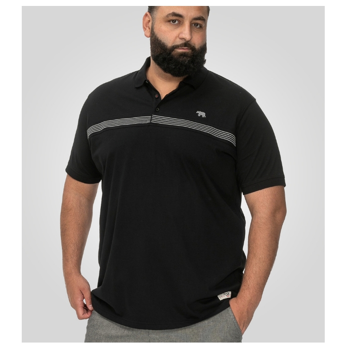 D555 Stafford Big Men's Cut and Sew Polo Shirt Black