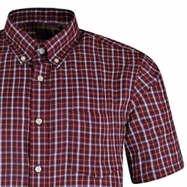 CARABOU Big Mens Metro Check Short Sleeve Shirt Wine