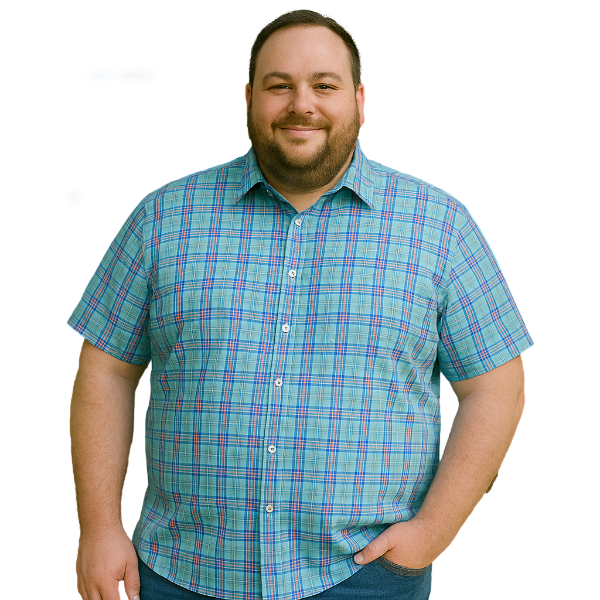 DOUBLE TWO Lifestyle Classic Check Short Sleeve Shirt Aqua DTLS1260