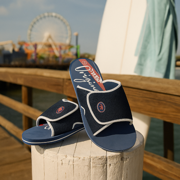 D555 DRAKE Big Mens Slider With Velcro Fastening NAVY