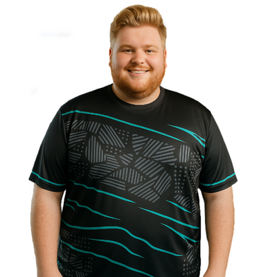 KAM Active Performance Printed Tee Black AP002