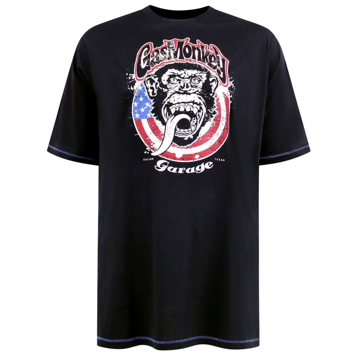 D555 Birkenhead Official Gas Monkey American Flag Big Tee NAVY