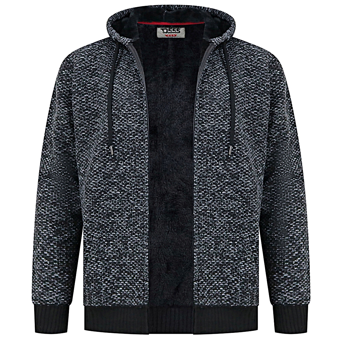 D555 FAREHAM Knitted Hoody with Bonded Sherpa Lining BLACK 641804