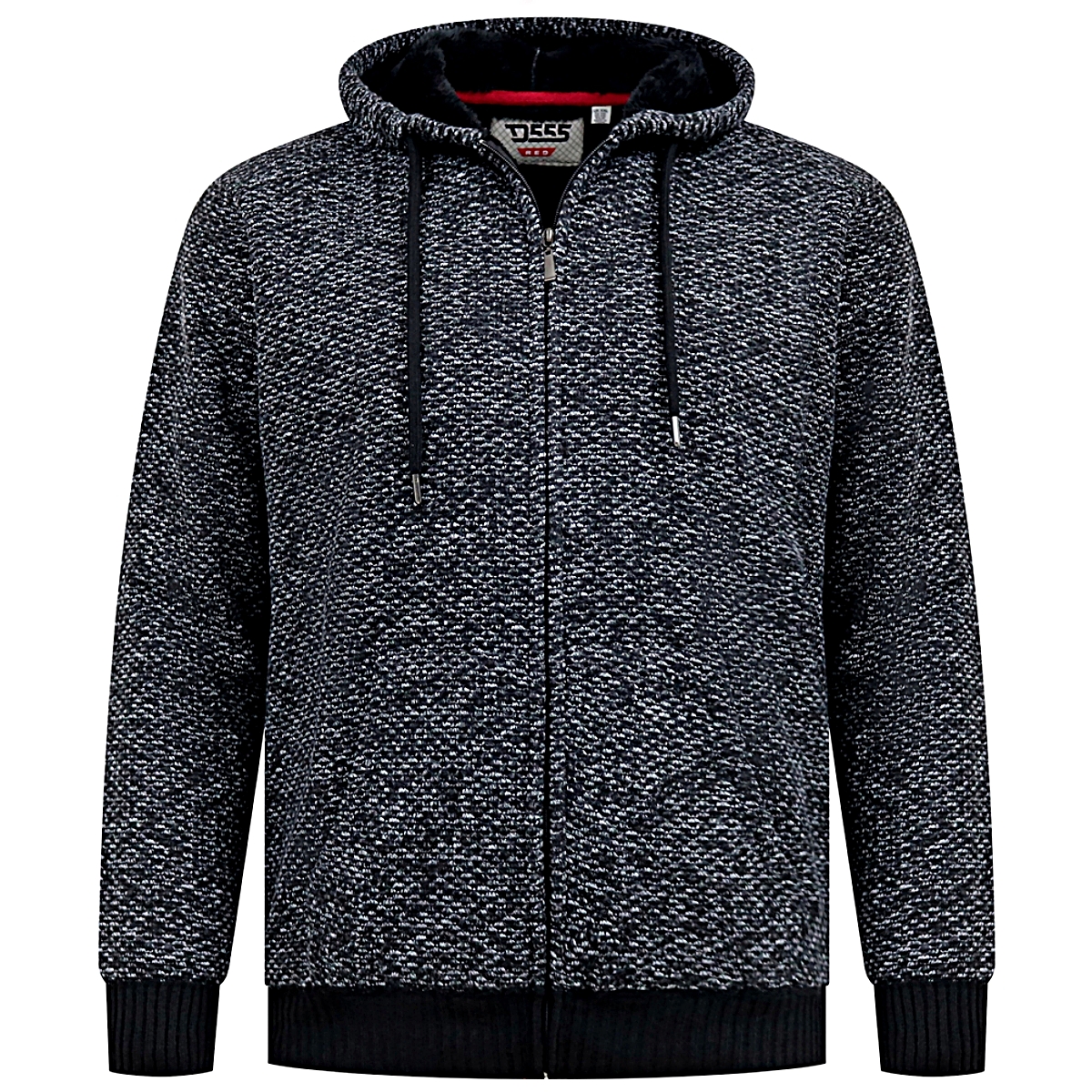 D555 FAREHAM Knitted Hoody with Bonded Sherpa Lining BLACK 641804