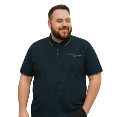 KAM AOP Geo Print Polo NAVY KBS5529