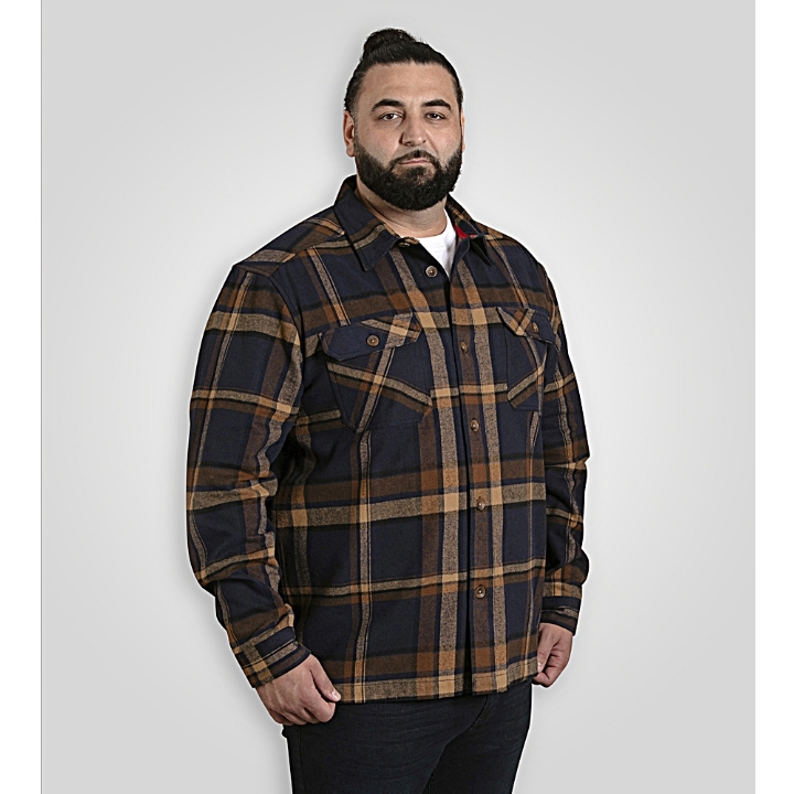 D555 ALDERSHOT Heavy Weight Over Shirt Shacket with Two Button Chest Pockets TAN/NAVY