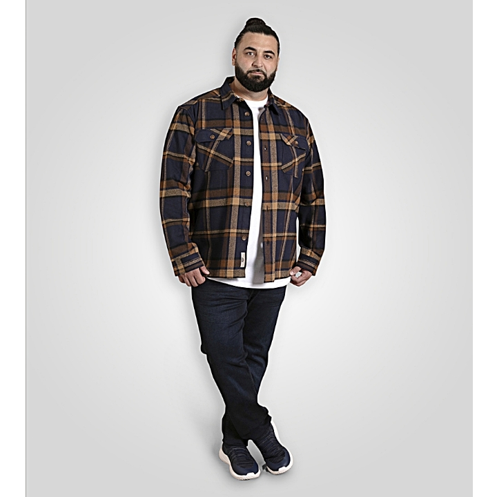 D555 ALDERSHOT Heavy Weight Over Shirt Shacket with Two Button Chest Pockets TAN/NAVY