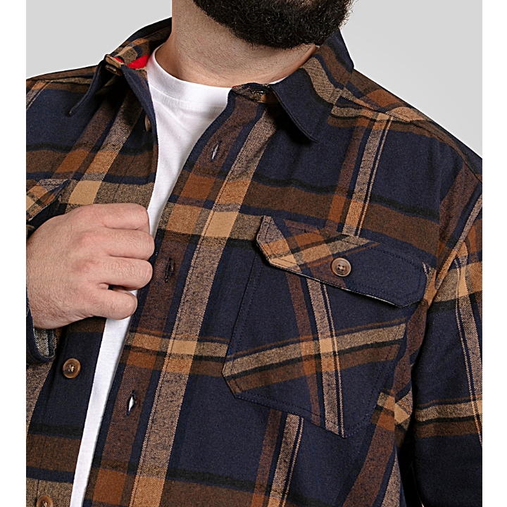 D555 ALDERSHOT Heavy Weight Over Shirt Shacket with Two Button Chest Pockets TAN/NAVY