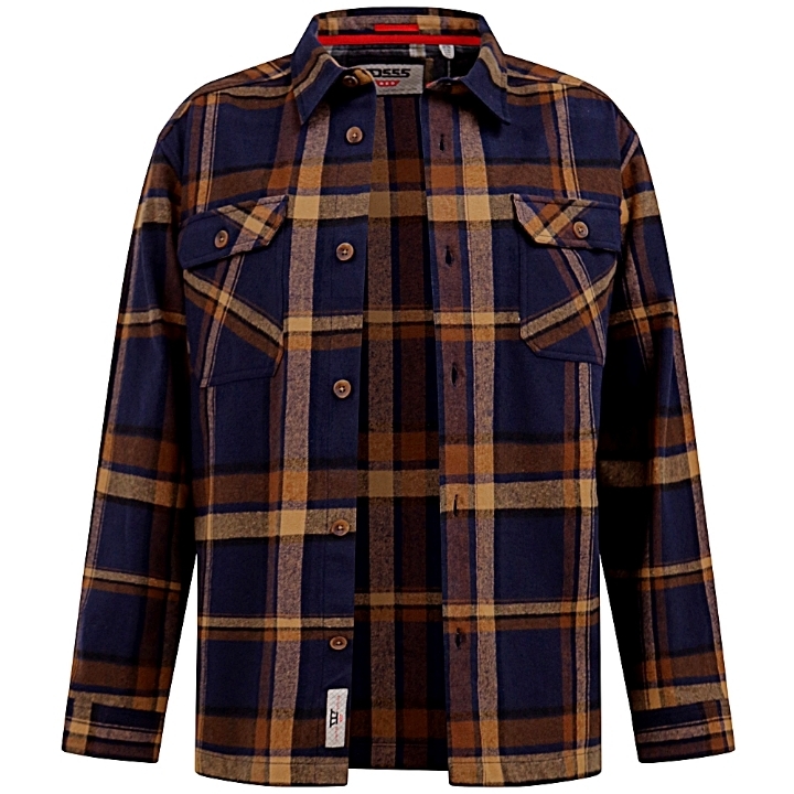 D555 ALDERSHOT Heavy Weight Over Shirt Shacket with Two Button Chest Pockets TAN/NAVY