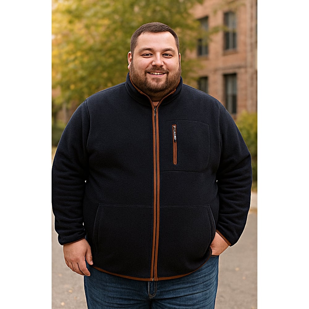 ESPIONAGE Full Zip Micro Fleece Jacket NAVY FL048
