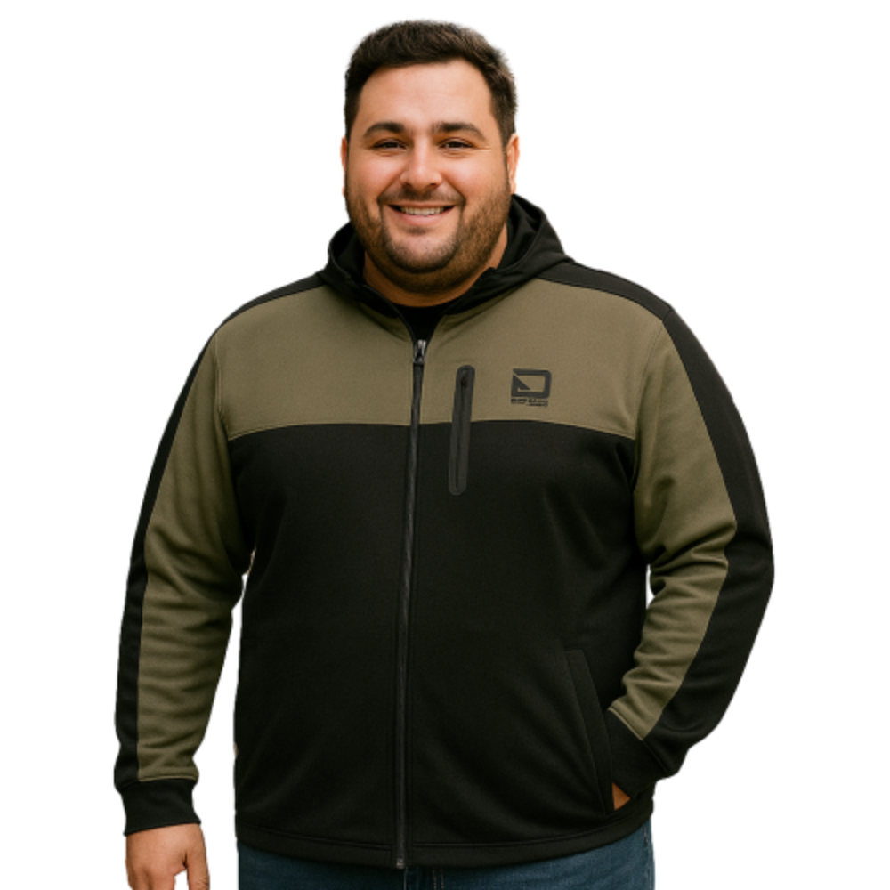 D555 Southport Dry Wear Zip Through Hooded Tracksuit Jacket Black/Olive