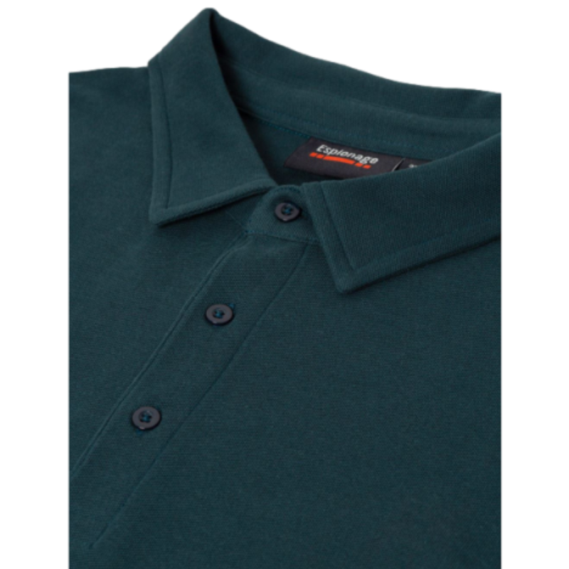 ESPIONAGE Long Sleeve Pure Cotton Polo Shirt KINGFISHER
