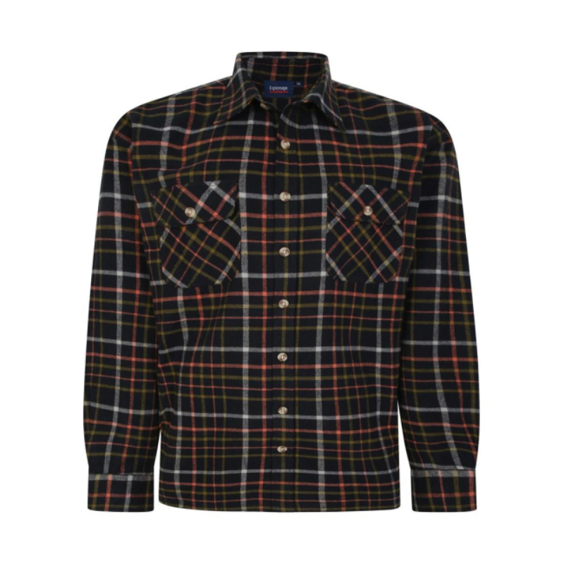 ESPIONAGE Long Sleeve Checked Over Shirt BLACK/MULTI SH401