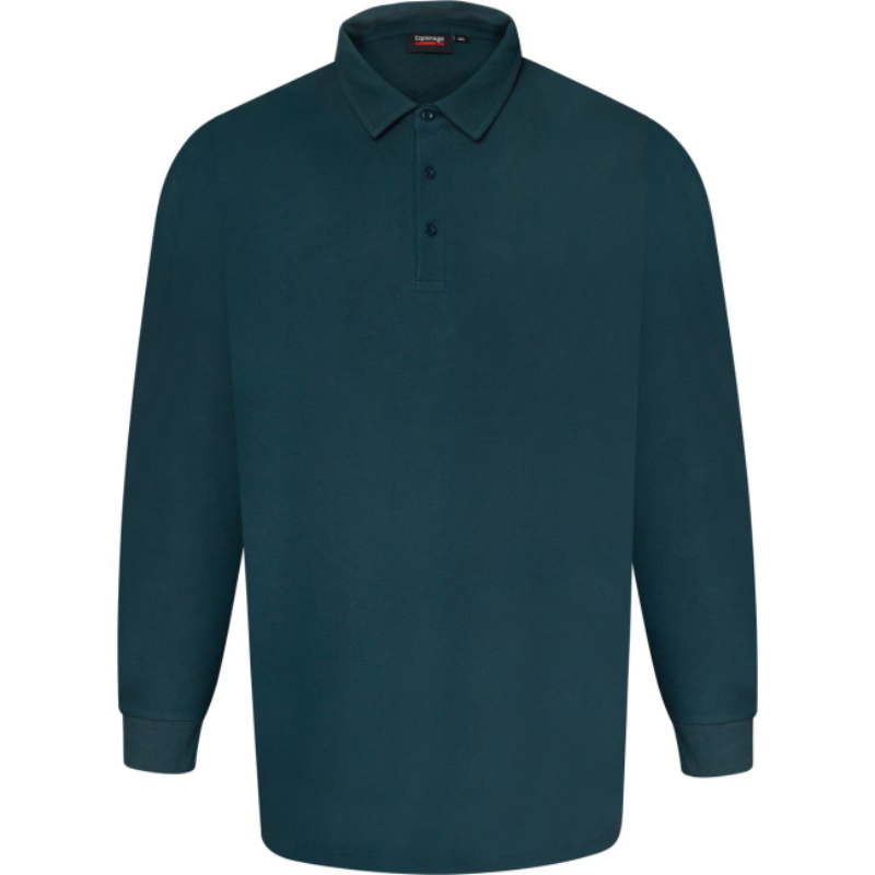 ESPIONAGE Long Sleeve Pure Cotton Polo Shirt KINGFISHER