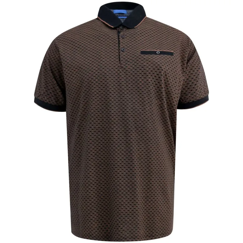 D555 WORKSOP Mans Printed Polo Shirt BLACK