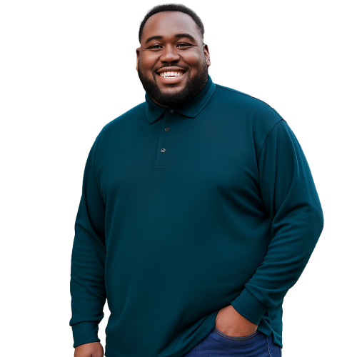 ESPIONAGE Long Sleeve Pure Cotton Polo Shirt KINGFISHER