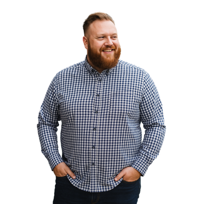 KAM Classic Gingham Long Sleeve Shirt NAVY KBS6351