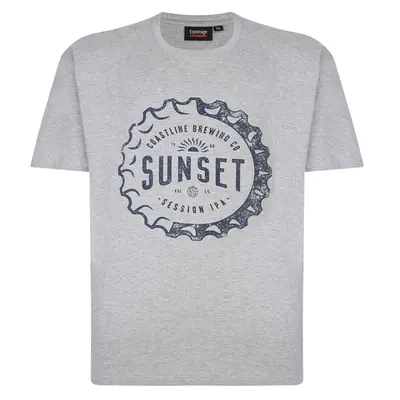 ESPIONAGE Sunset Beer Print Big T-Shirt GREY 7XL