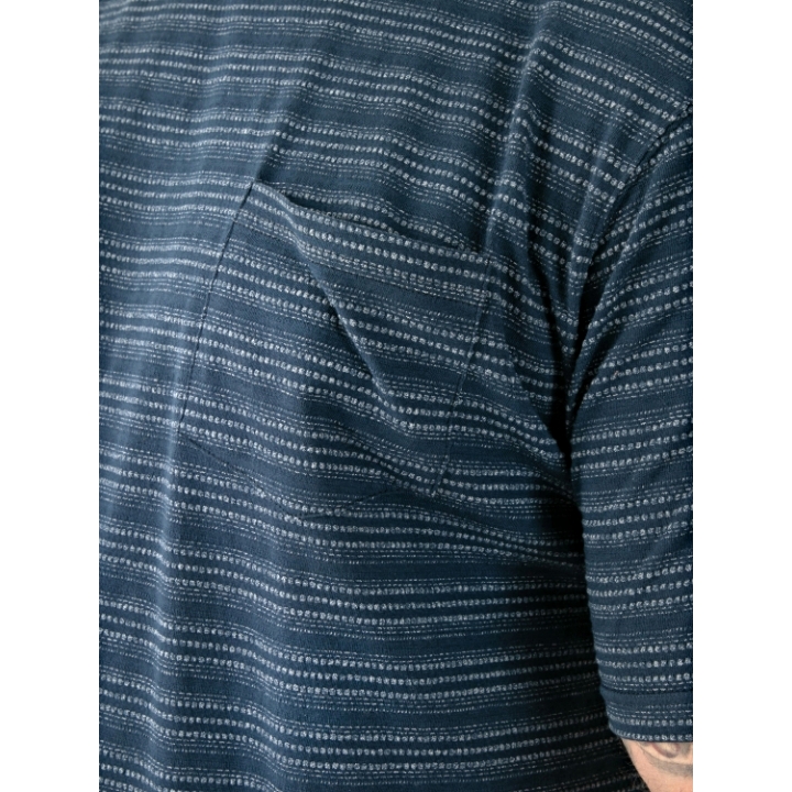 D555 DINGLE Jacquard Textured Crew Neck t-Shirt with Pocket NAVY