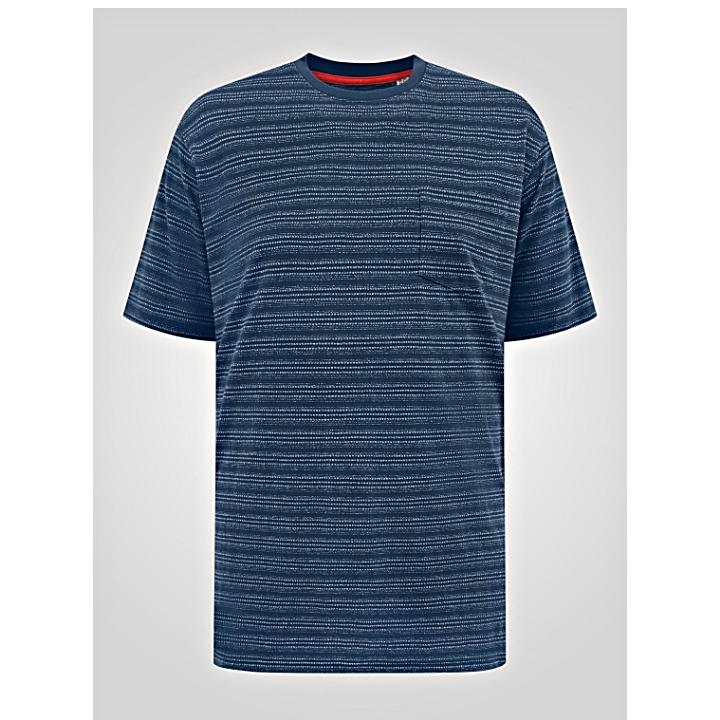D555 DINGLE Jacquard Textured Crew Neck t-Shirt with Pocket NAVY