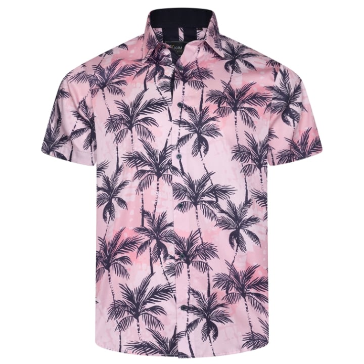Sleeve Palm Print Shirt PINK KBS6078 from KAM JEANS