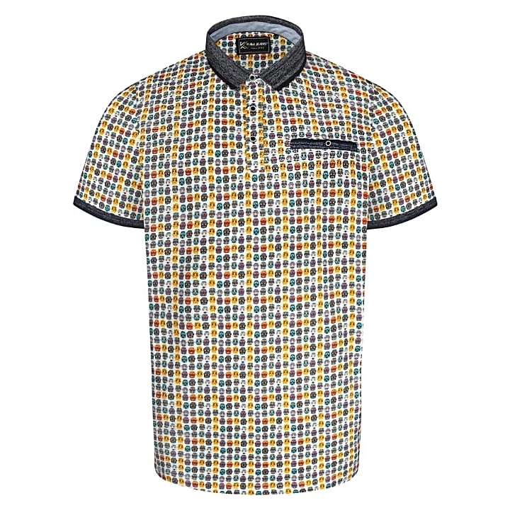 KAM All Over Skull Print Polo WHITE KBS5524