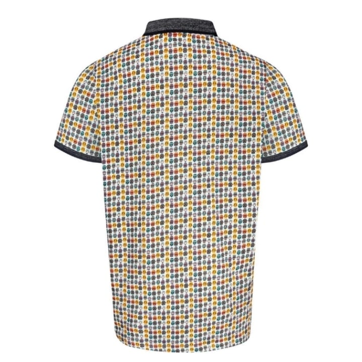 KAM All Over Skull Print Polo WHITE KBS5524 - 6XL CLEARANCE