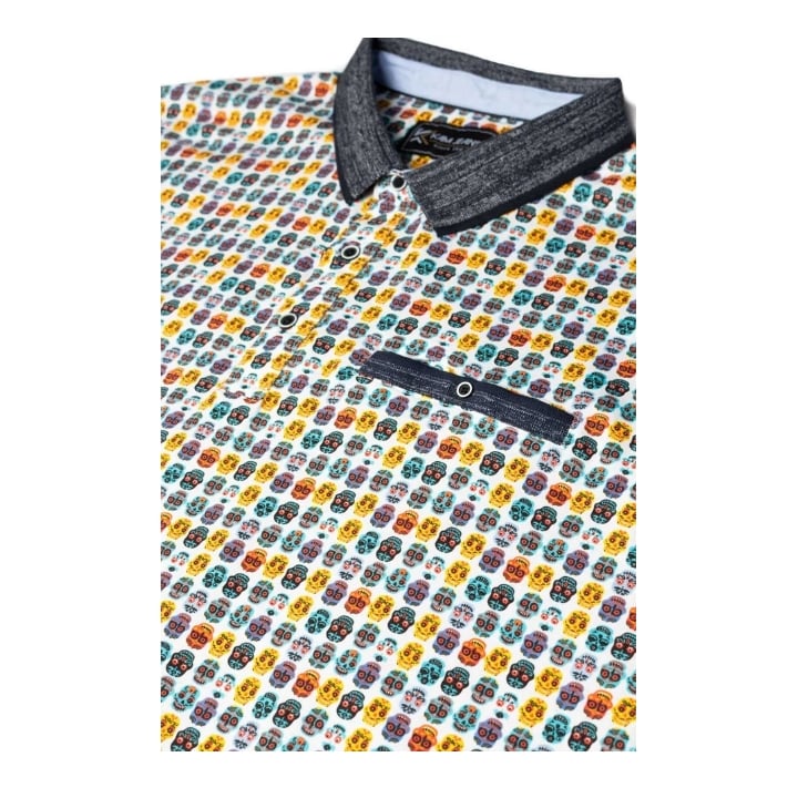 KAM All Over Skull Print Polo
