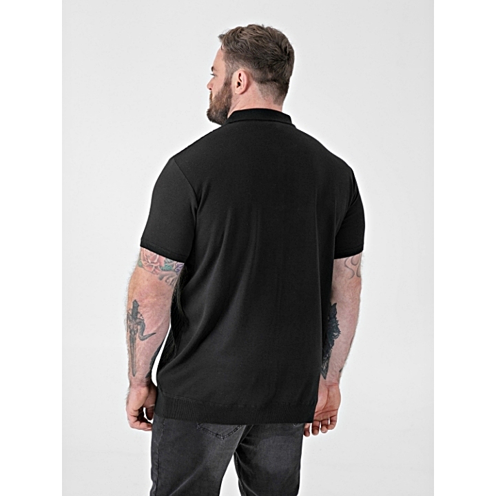 D555 KENNEDY Big Mens Cable Knitted Polo Shirt with Quarter Neck Zip