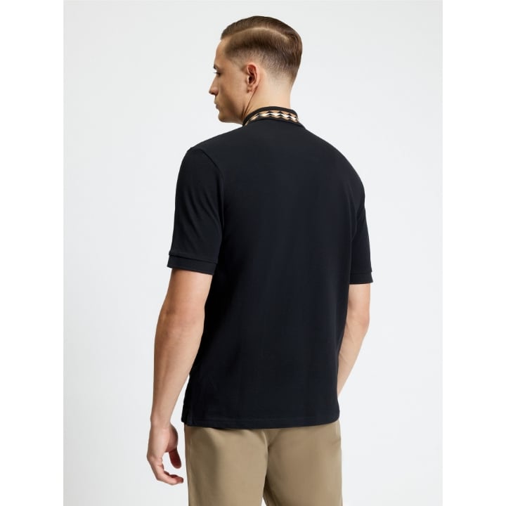 XXL - 5XL in stock BEN SHERMAN Short Sleeve Polo with Collar Interest BLACK