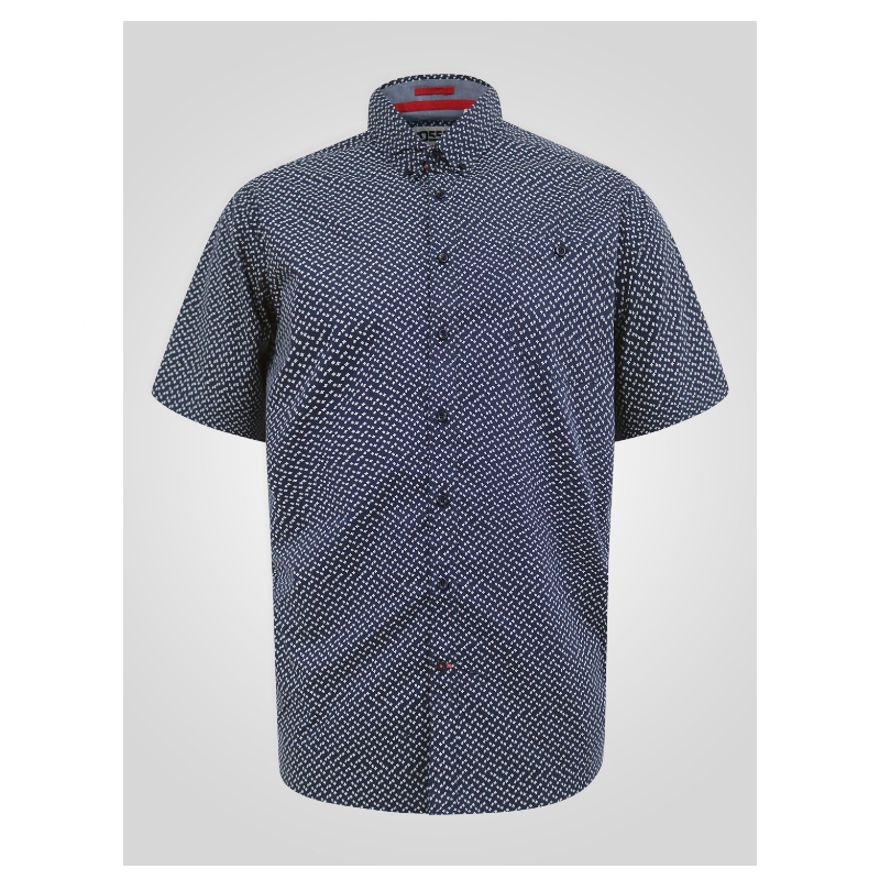D555 MELROSE AO Print Short Sleeve Cotton Shirt Navy