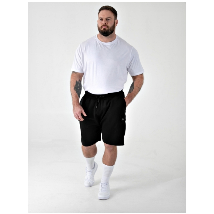 D555 ROBINSON ELASTIC WAIST FLEECE CARGO SHORTS BLACK
