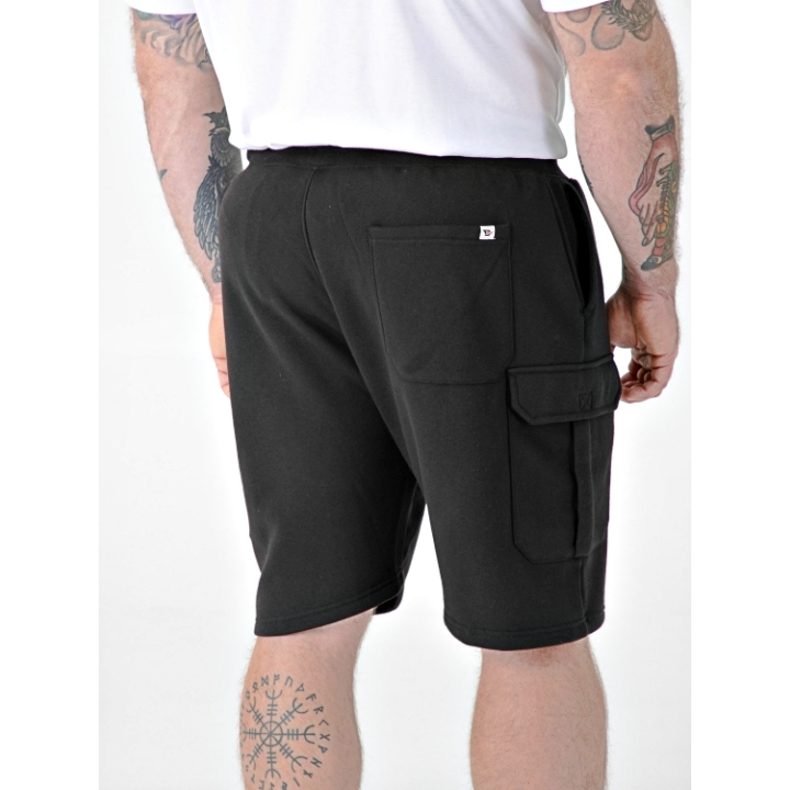 D555 ROBINSON ELASTIC WAIST FLEECE CARGO SHORTS BLACK