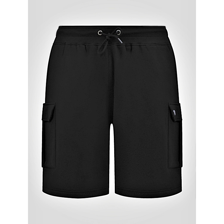 D555 ROBINSON ELASTIC WAIST FLEECE CARGO SHORTS BLACK