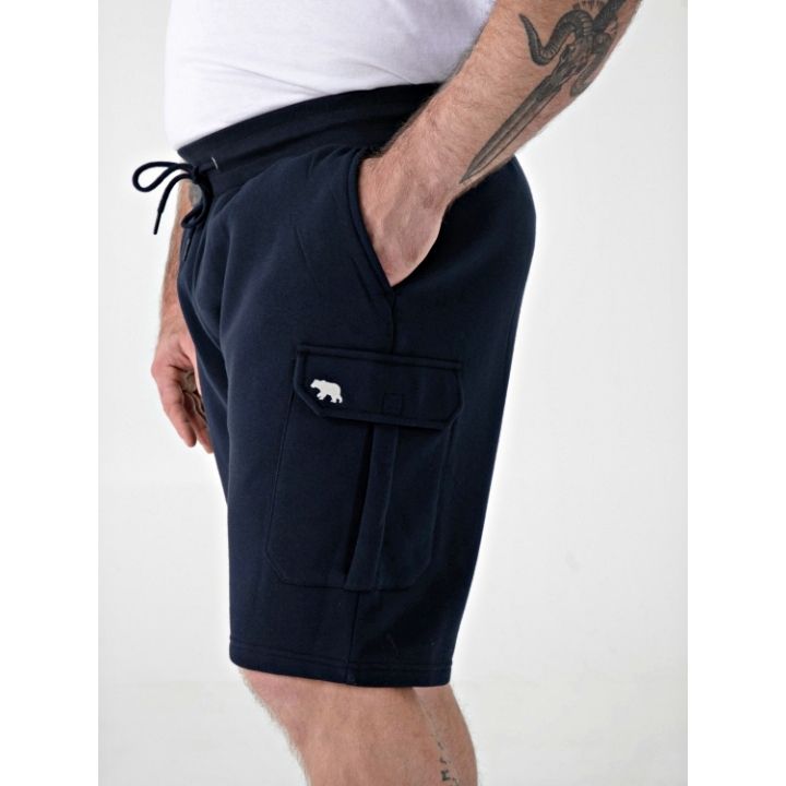 D555 ROBINSON ELASTIC WAIST FLEECE CARGO SHORTS NAVY