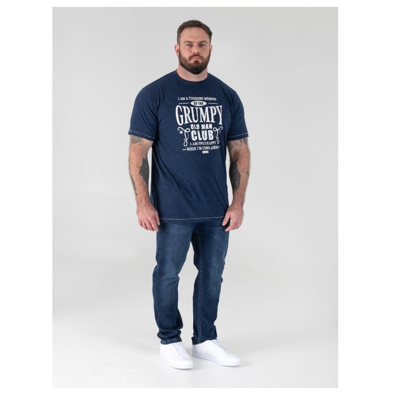D555 COOPER Grumpy Old Man Printed Crew Neck T-Shirt NAVY